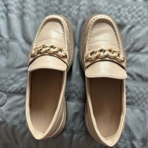 Aldo Beige Loafers with Gold Accent